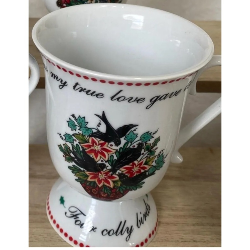 Domestications 12 Days of Christmas Four Colly Birds Pedestal Mug Vintage 1994